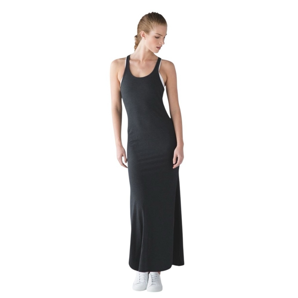 Lululemon Refresh Maxi Dress Charcoal Heather Ribbed Knit Size 8